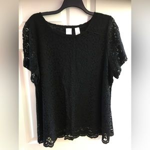 Emma James Woman’s Black Embroidered Lace Top size 3x